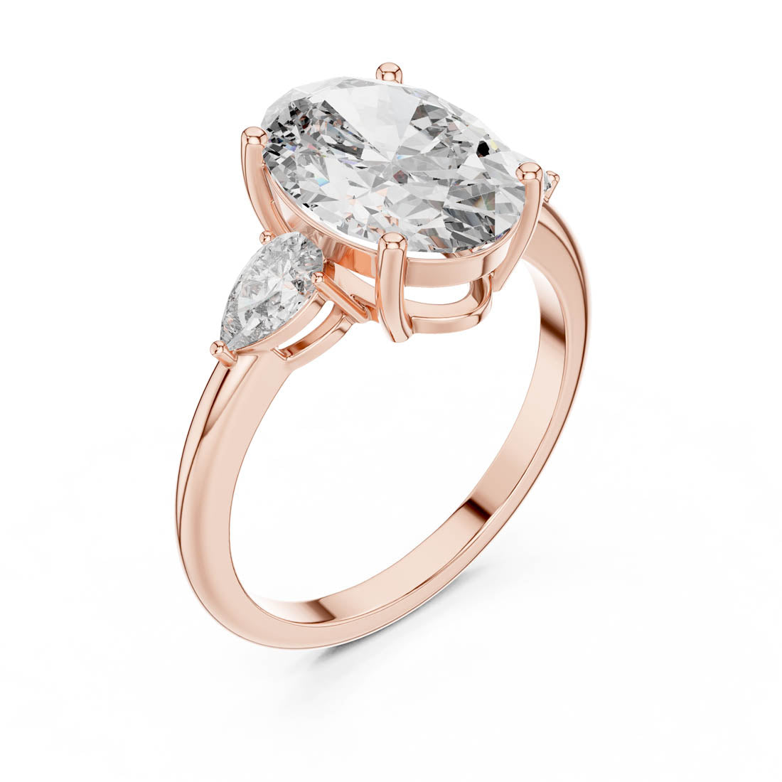 3.10 Ct. Oval Cut Three-Stone Engagement Ring with Pear Side Diamonds (LR-0054) 5