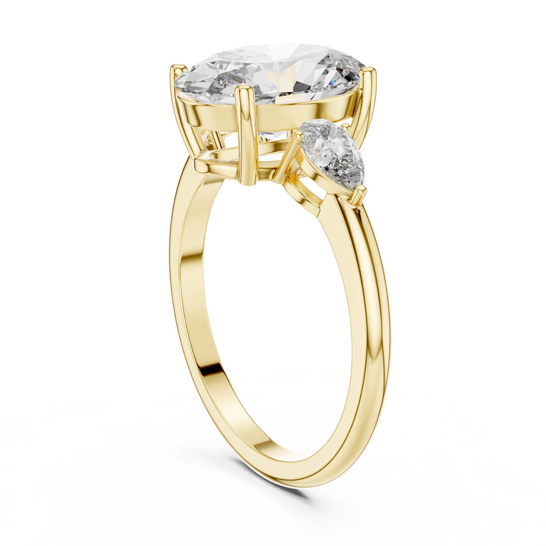 3.10 Ct. Oval Cut Three-Stone Engagement Ring with Pear Side Diamonds (LR-0054) 7