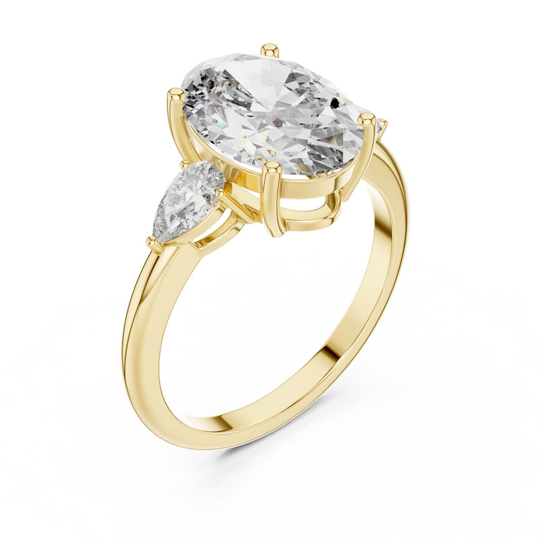 3.10 Ct. Oval Cut Three-Stone Engagement Ring with Pear Side Diamonds (LR-0054) 6