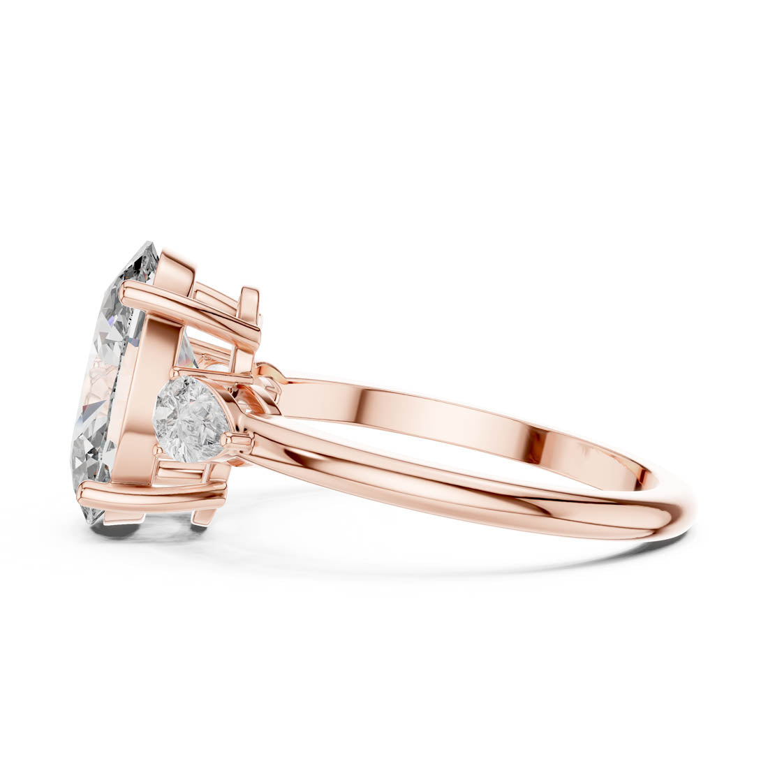 3.10 Ct. Oval Cut Three-Stone Engagement Ring with Pear Side Diamonds (LR-0054) 10