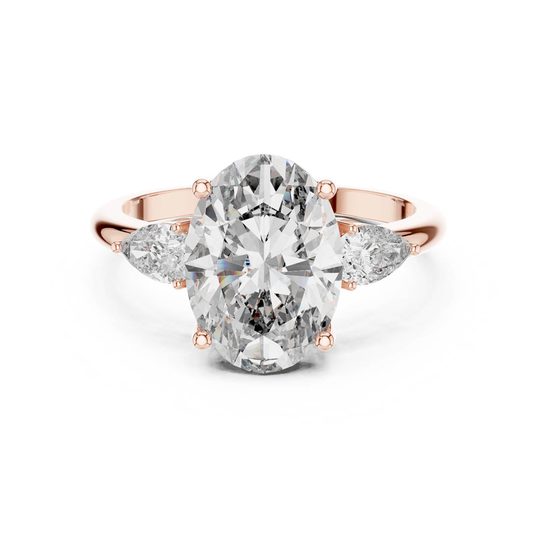 3.10 Ct. Oval Cut Three-Stone Engagement Ring with Pear Side Diamonds (LR-0054) 3