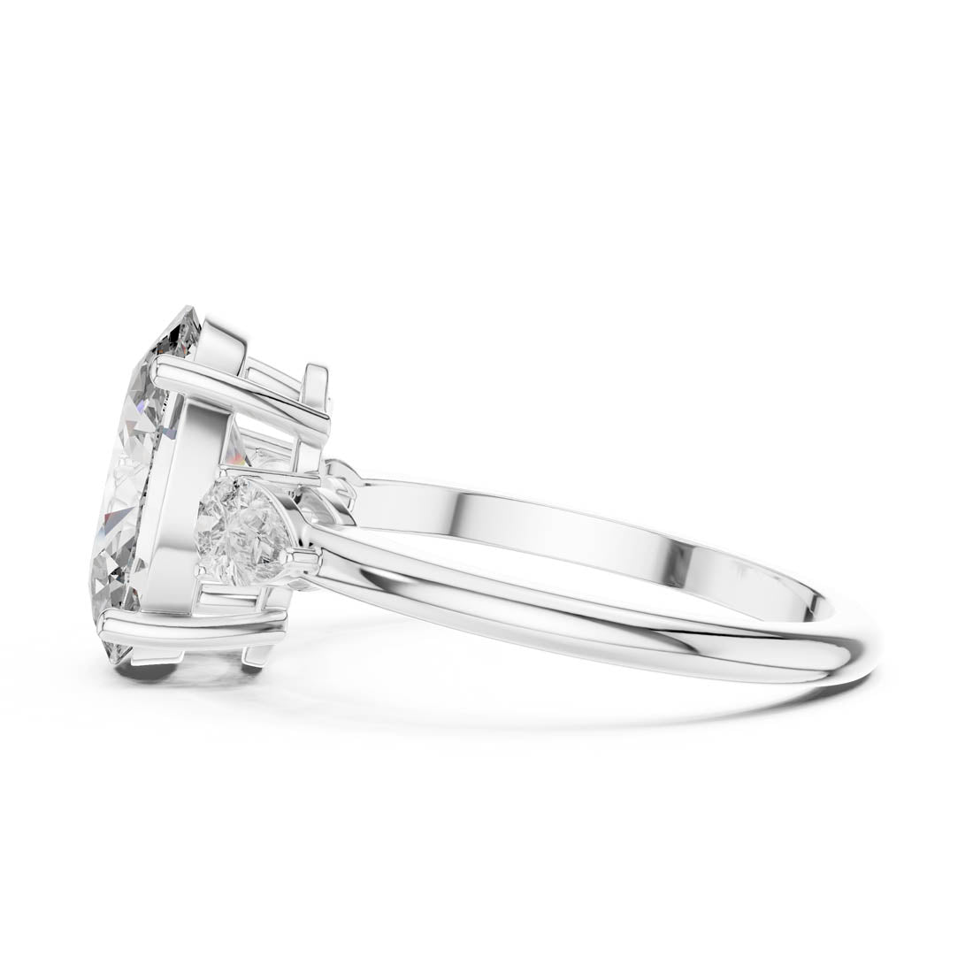 3.10 Ct. Oval Cut Three-Stone Engagement Ring with Pear Side Diamonds (LR-0054) 11