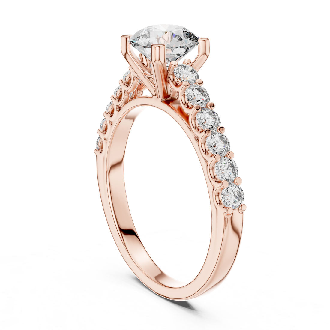 1.54 Ct. Round Brilliant Engagement Ring with Classic Diamond Band (LR-0113) 6