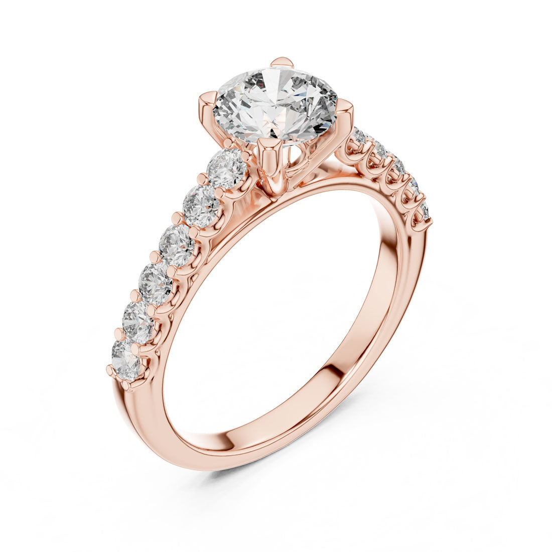 1.54 Ct. Round Brilliant Engagement Ring with Classic Diamond Band (LR-0113) 8