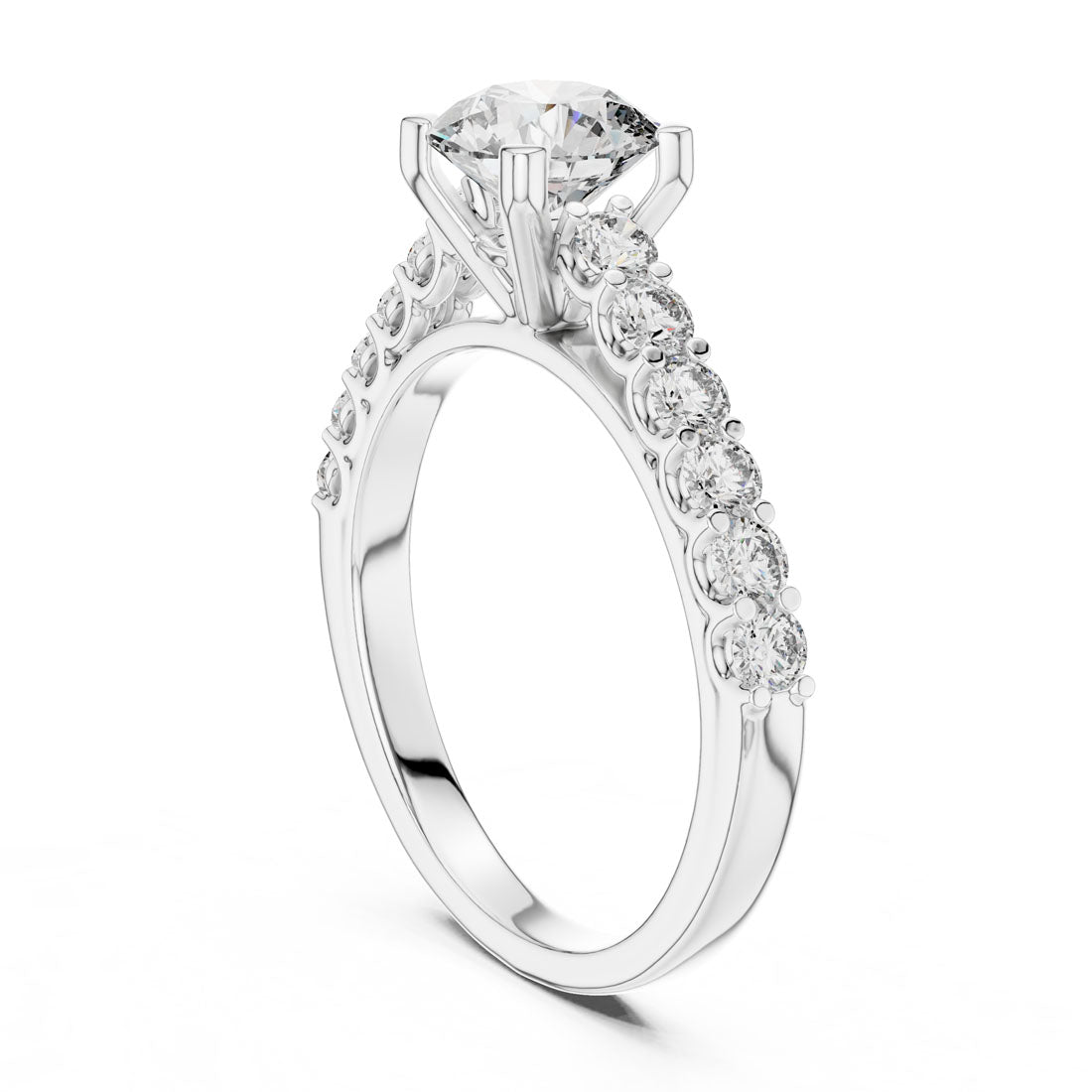 1.54 Ct. Round Brilliant Engagement Ring with Classic Diamond Band (LR-0113) 4