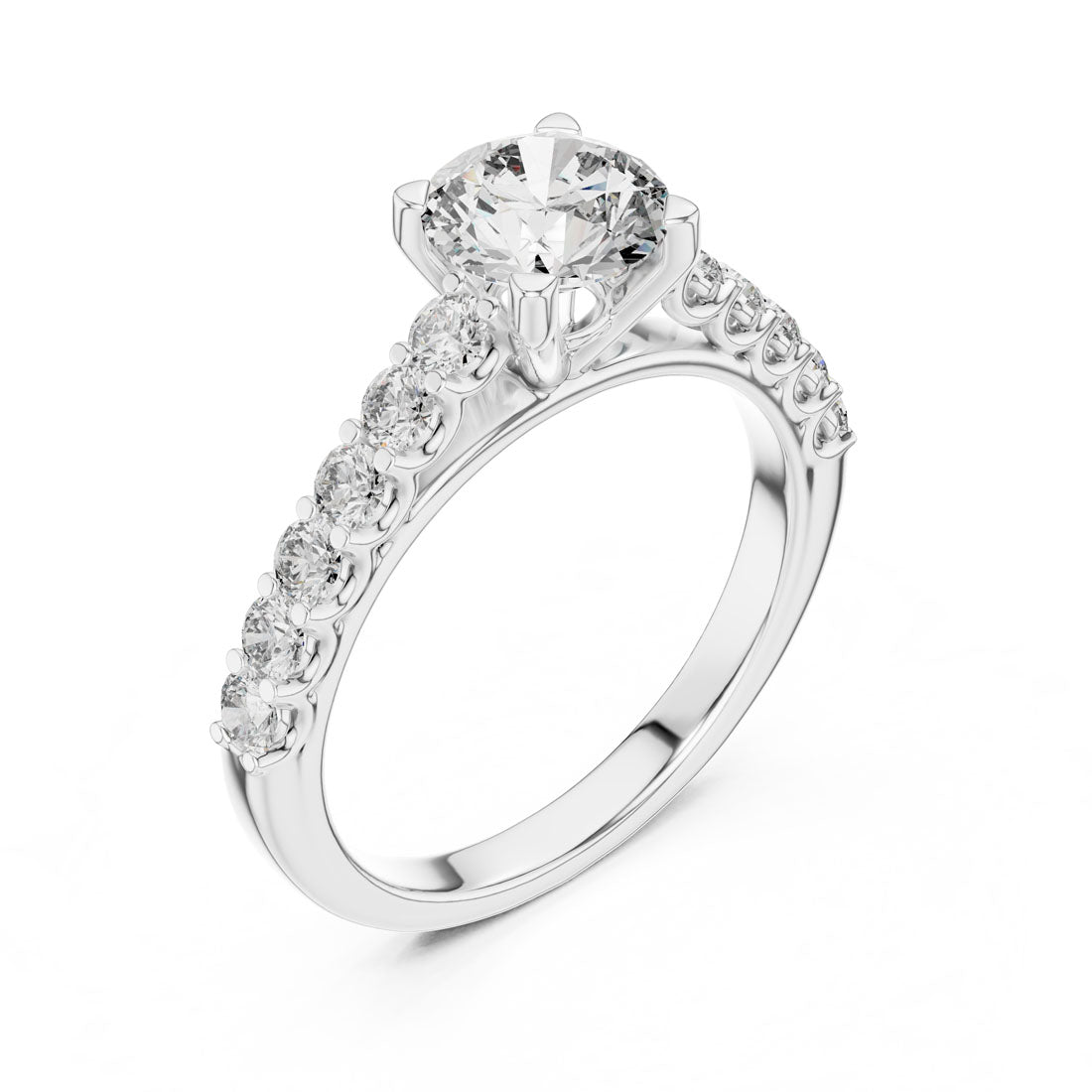 1.54 Ct. Round Brilliant Engagement Ring with Classic Diamond Band (LR-0113) 7
