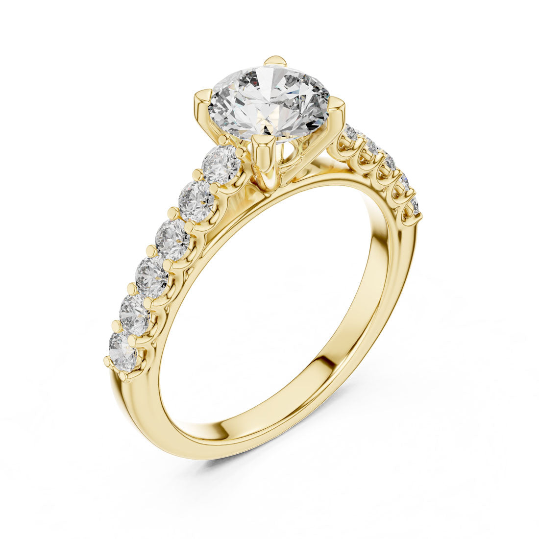1.54 Ct. Round Brilliant Engagement Ring with Classic Diamond Band (LR-0113) 9