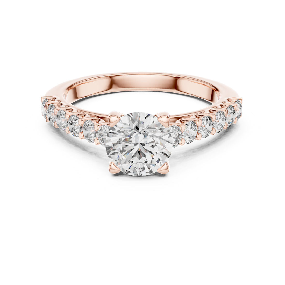 1.54 Ct. Round Brilliant Engagement Ring with Classic Diamond Band (LR-0113) 3