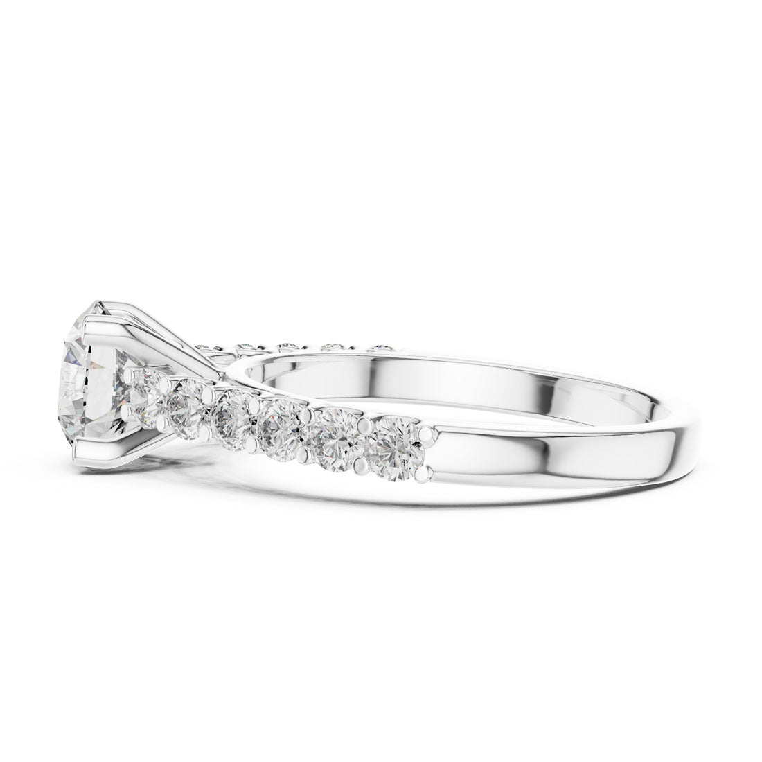 1.54 Ct. Round Brilliant Engagement Ring with Classic Diamond Band (LR-0113) 11