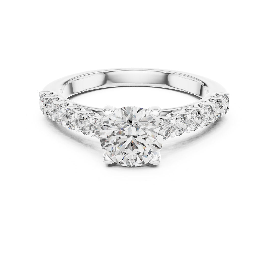1.54 Ct. Round Brilliant Engagement Ring with Classic Diamond Band (LR-0113)