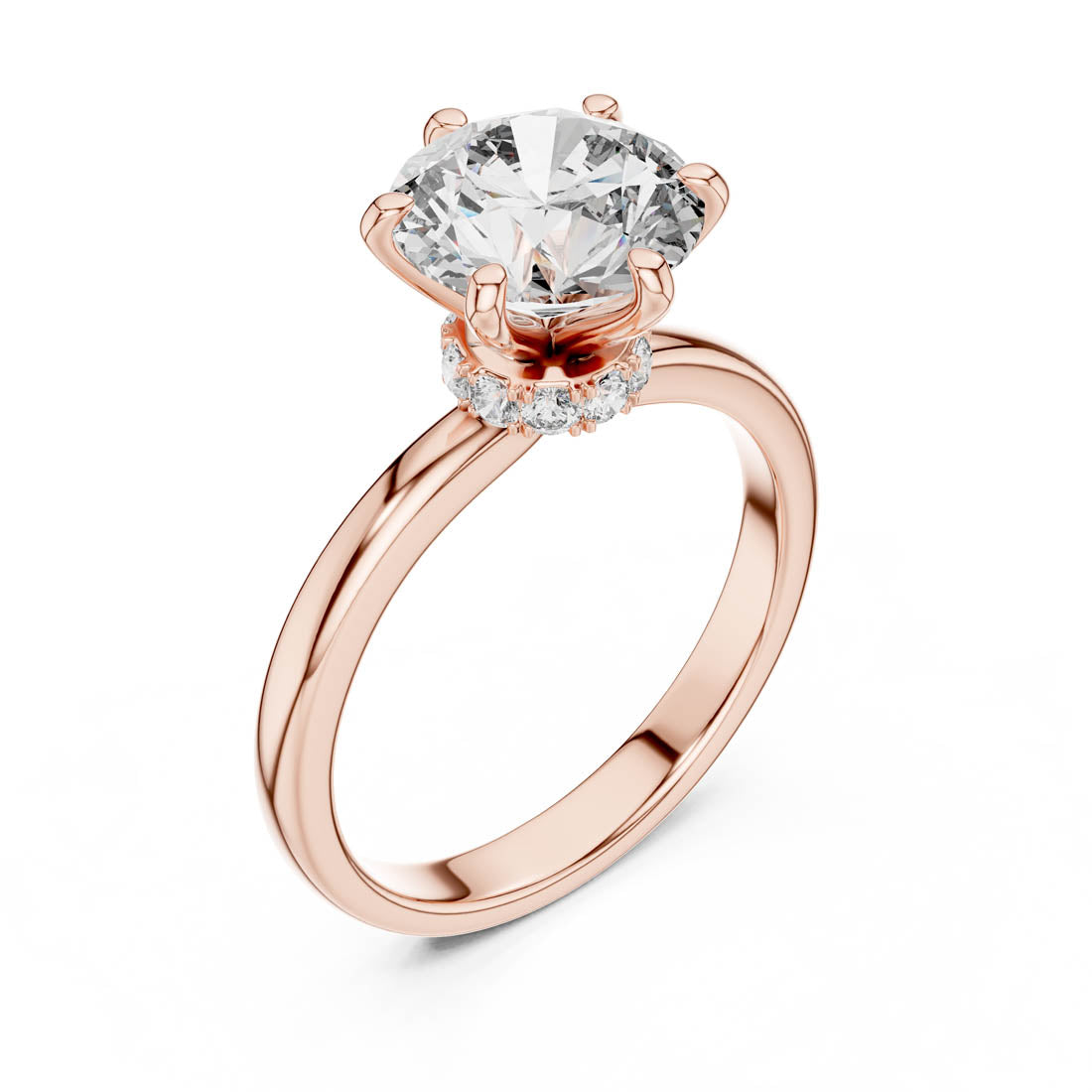 2.15 Ct. Round Brilliant Solitaire Engagement Ring with Hidden Halo (LR-0171) 6