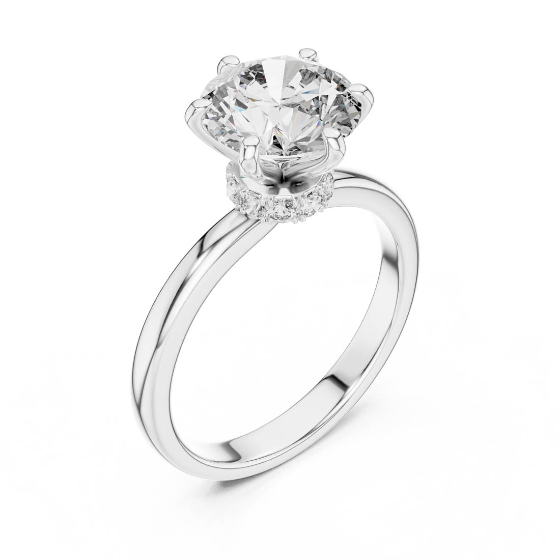 2.15 Ct. Round Brilliant Solitaire Engagement Ring with Hidden Halo (LR-0171) 4