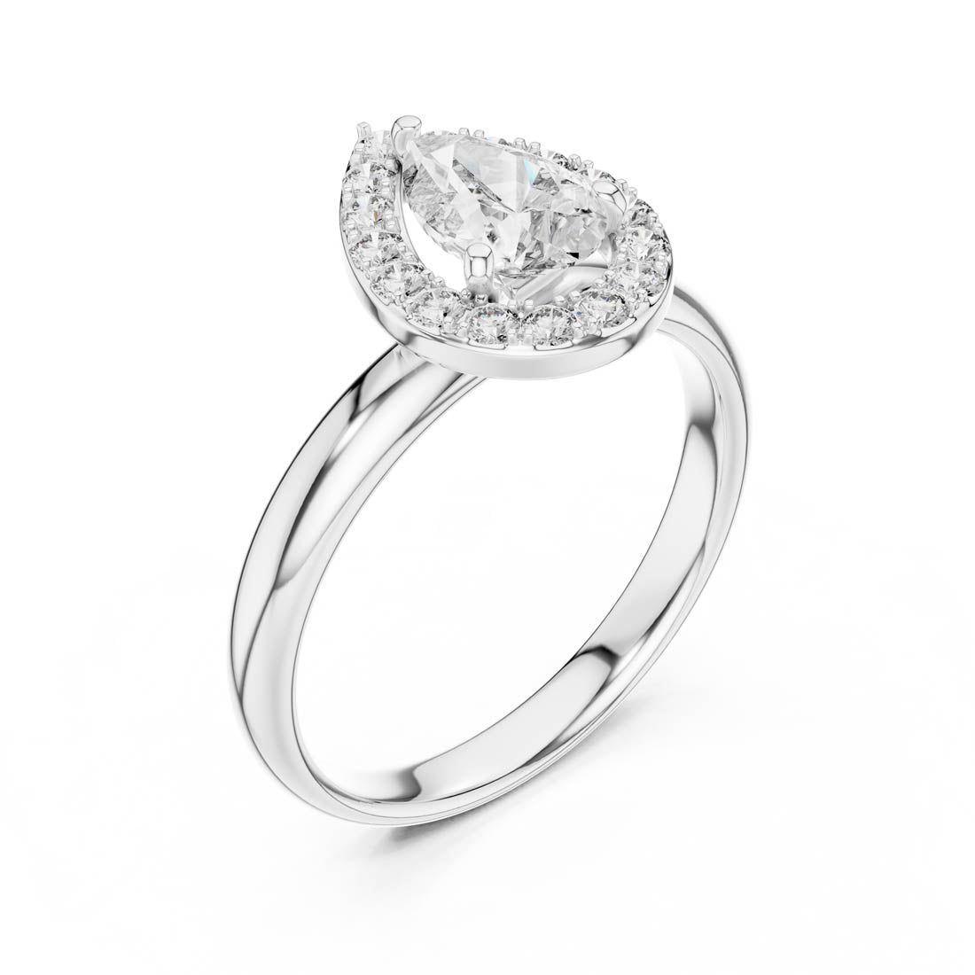 .94 Ct. Pear Halo Engagement Ring with Brilliant Center Diamond (LR-0174) 4