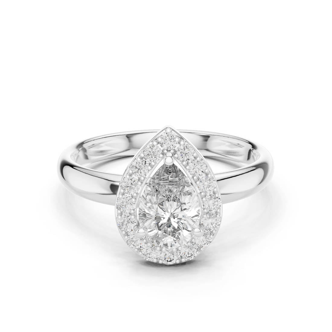.94 Ct. Pear Halo Engagement Ring with Brilliant Center Diamond (LR-0174)