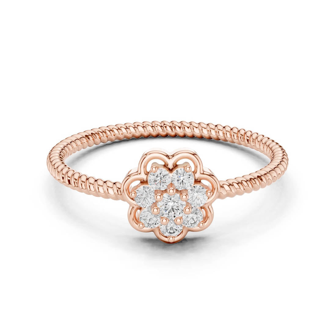 .14 Ct. Floral Diamond Cluster Ring with Textured Band (LR-01 (97)) 7