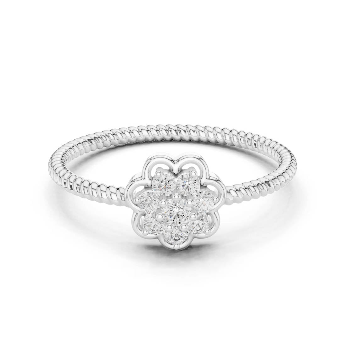 .14 Ct. Floral Diamond Cluster Ring with Textured Band (LR-01 (97))