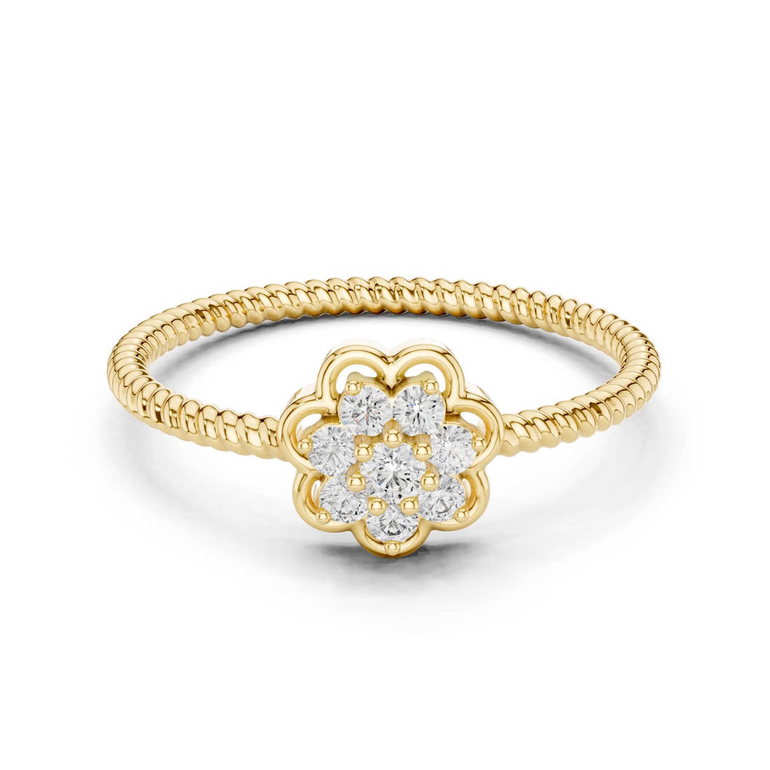 .14 Ct. Floral Diamond Cluster Ring with Textured Band (LR-01 (97)) 5