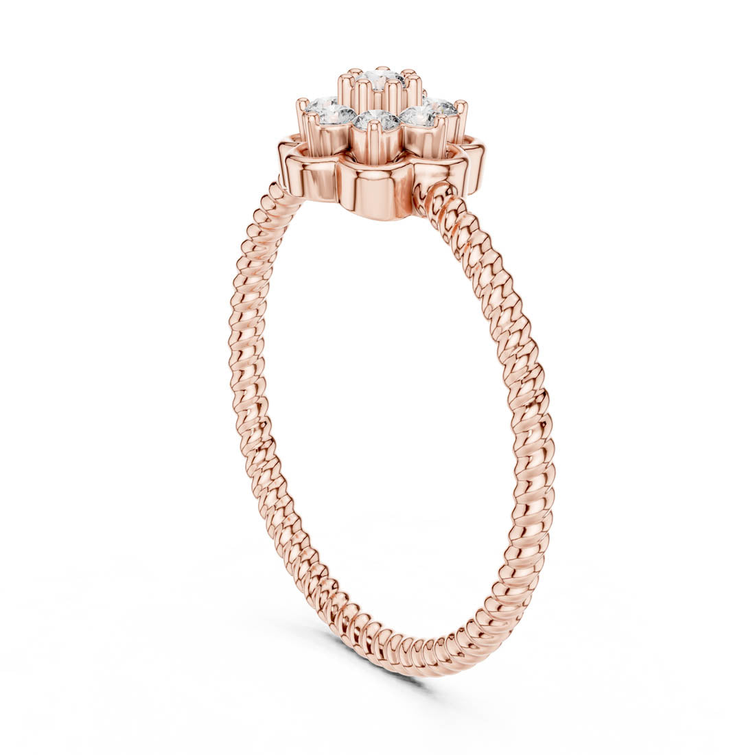 .14 Ct. Floral Diamond Cluster Ring with Textured Band (LR-01 (97)) 6