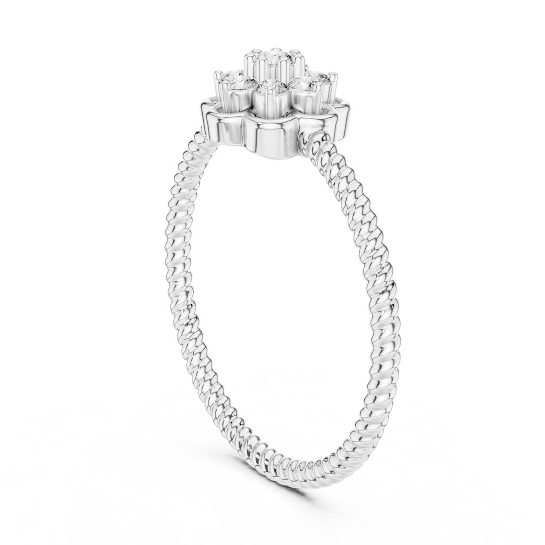 .14 Ct. Floral Diamond Cluster Ring with Textured Band (LR-01 (97)) 10