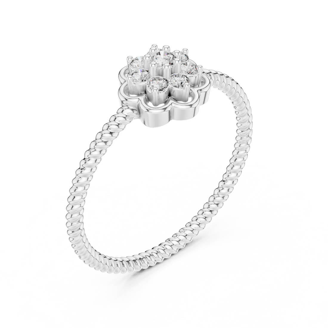 .14 Ct. Floral Diamond Cluster Ring with Textured Band (LR-01 (97)) 11