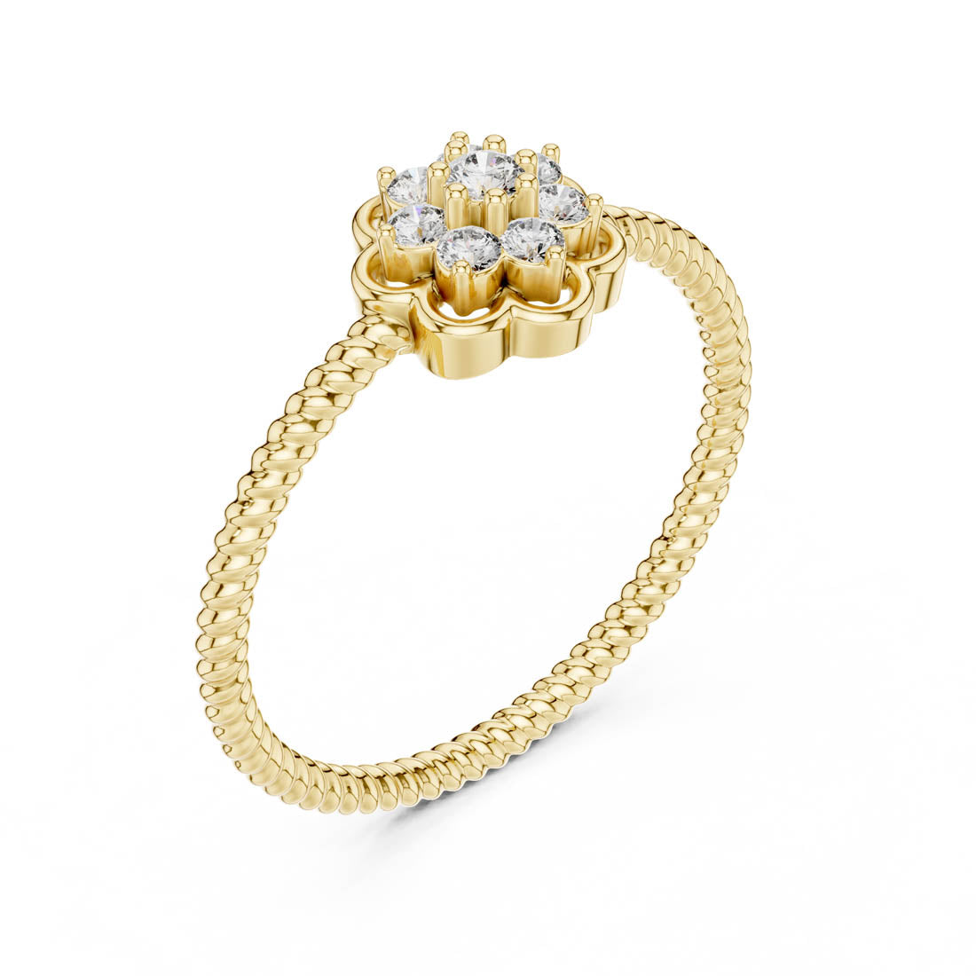 .14 Ct. Floral Diamond Cluster Ring with Textured Band (LR-01 (97))