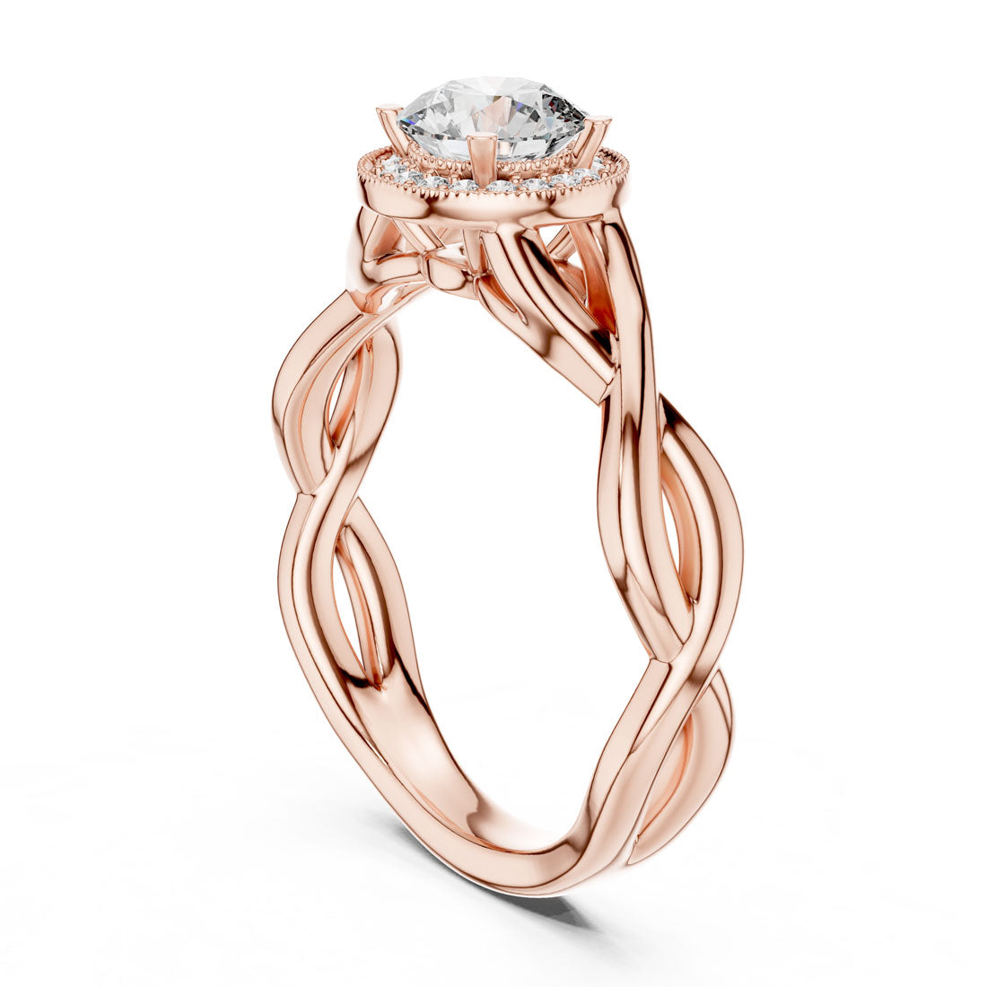 .79 Ct. Round Halo Engagement Ring with Twisted Shank Design (LR-0208) 8