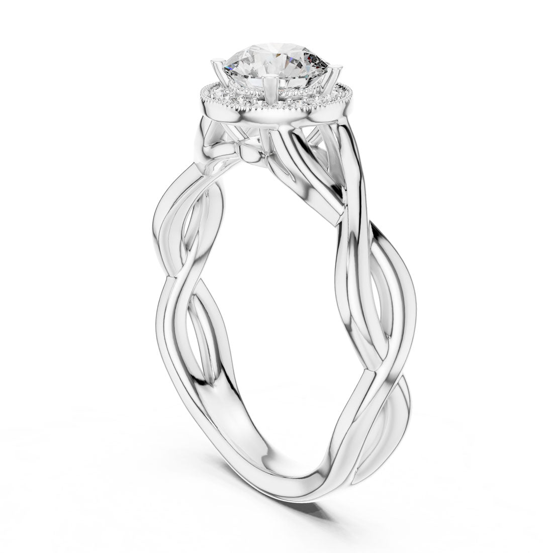 .79 Ct. Round Halo Engagement Ring with Twisted Shank Design (LR-0208) 7