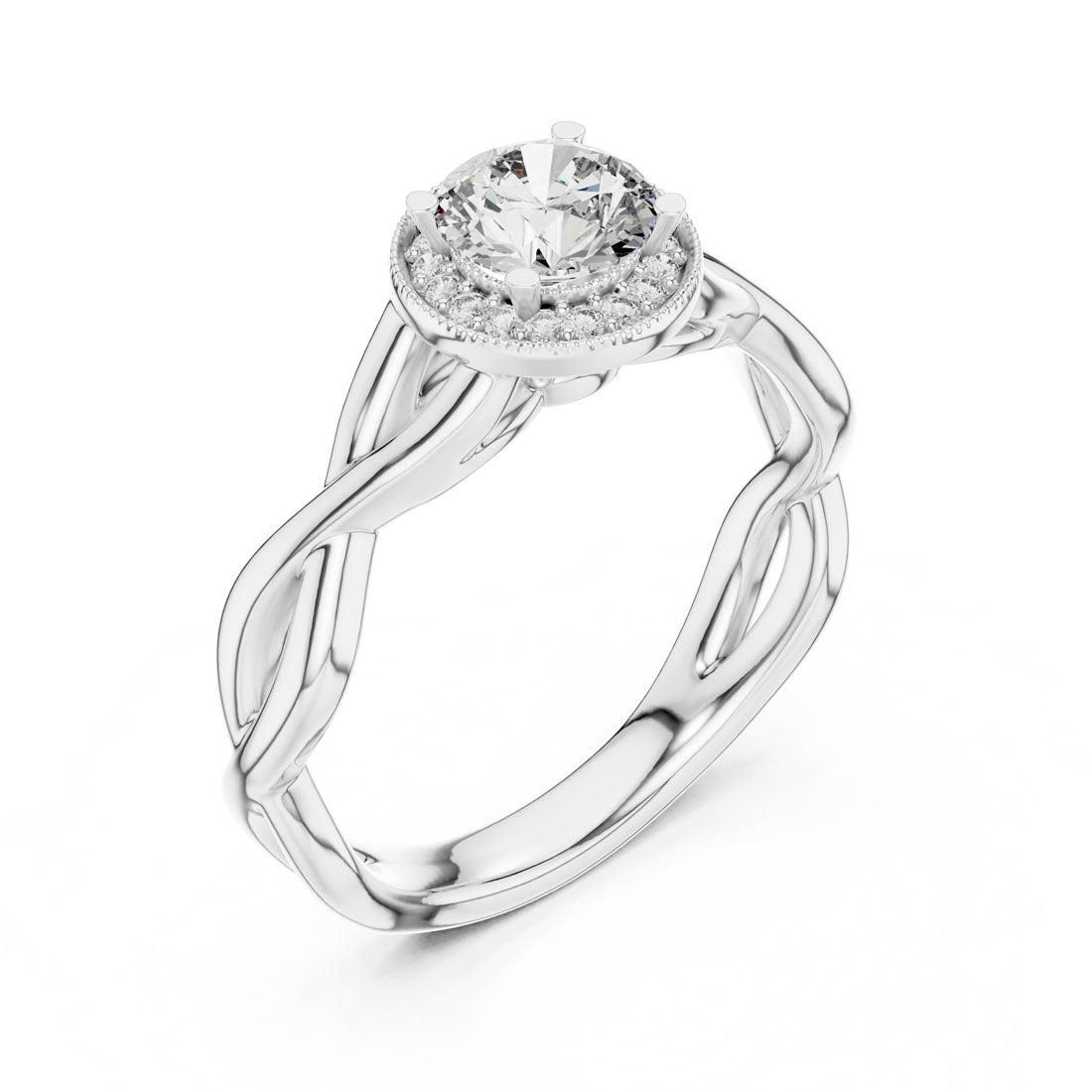 .79 Ct. Round Halo Engagement Ring with Twisted Shank Design (LR-0208) 4