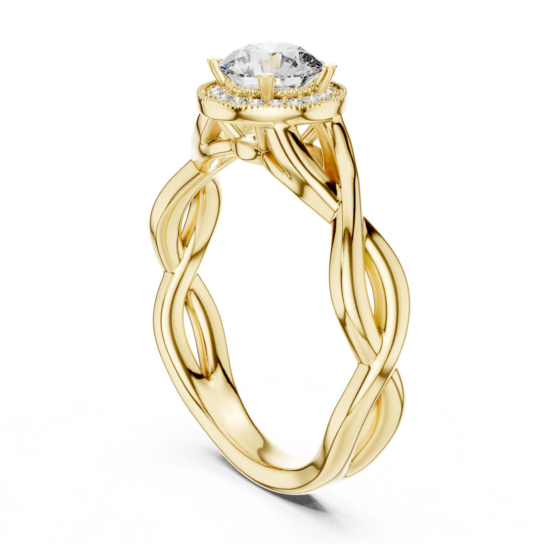 .79 Ct. Round Halo Engagement Ring with Twisted Shank Design (LR-0208) 9