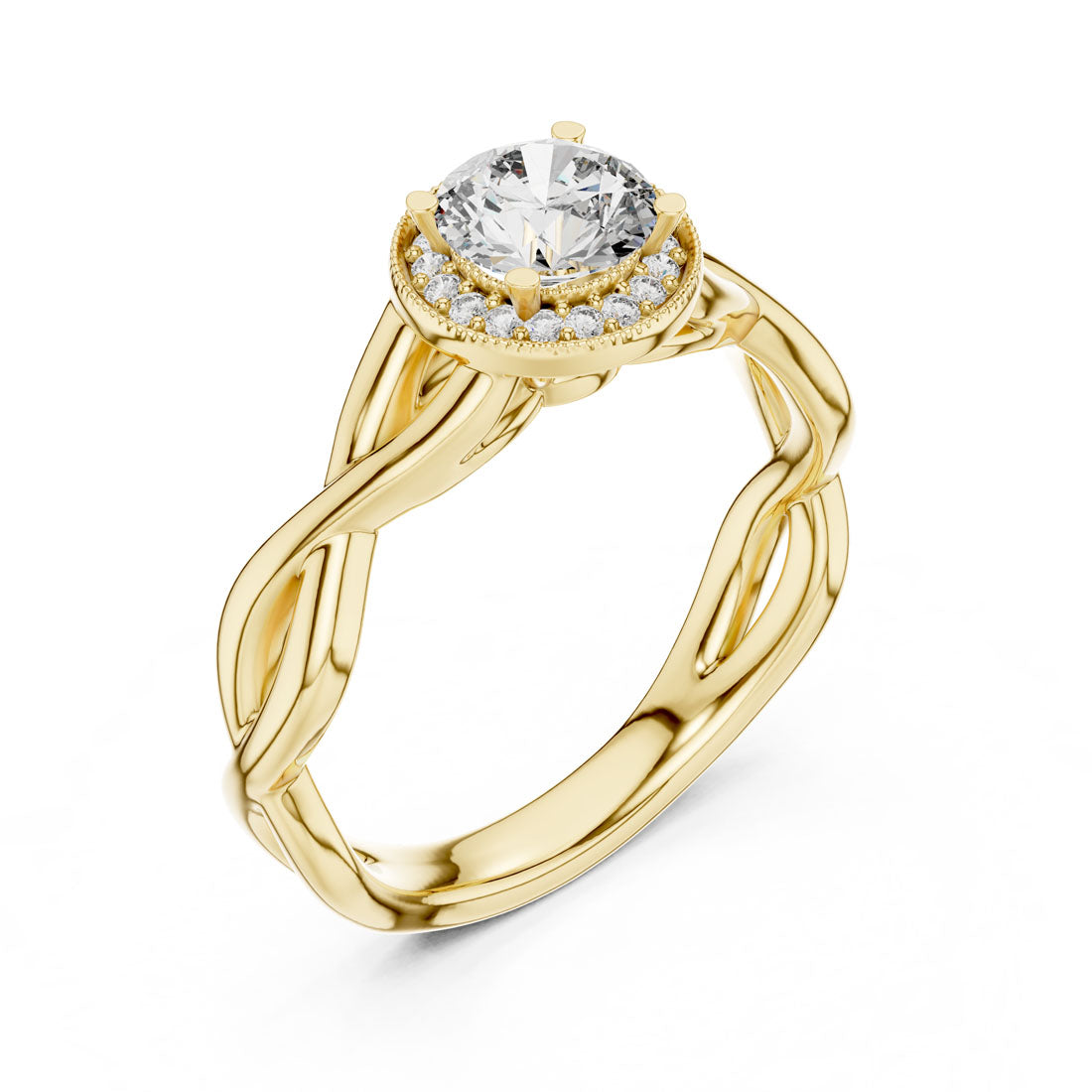 .79 Ct. Round Halo Engagement Ring with Twisted Shank Design (LR-0208) 5