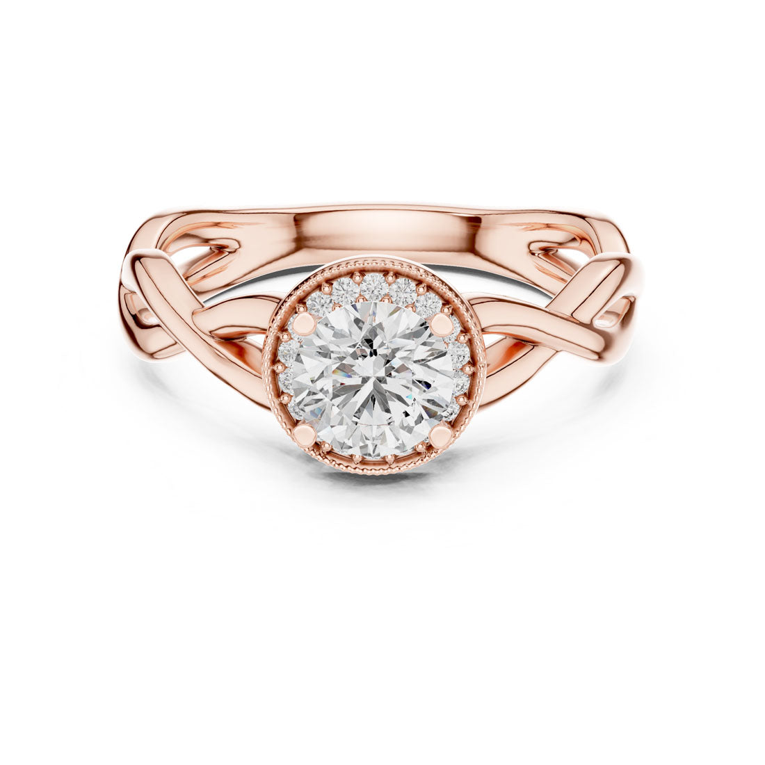 .79 Ct. Round Halo Engagement Ring with Twisted Shank Design (LR-0208) 3