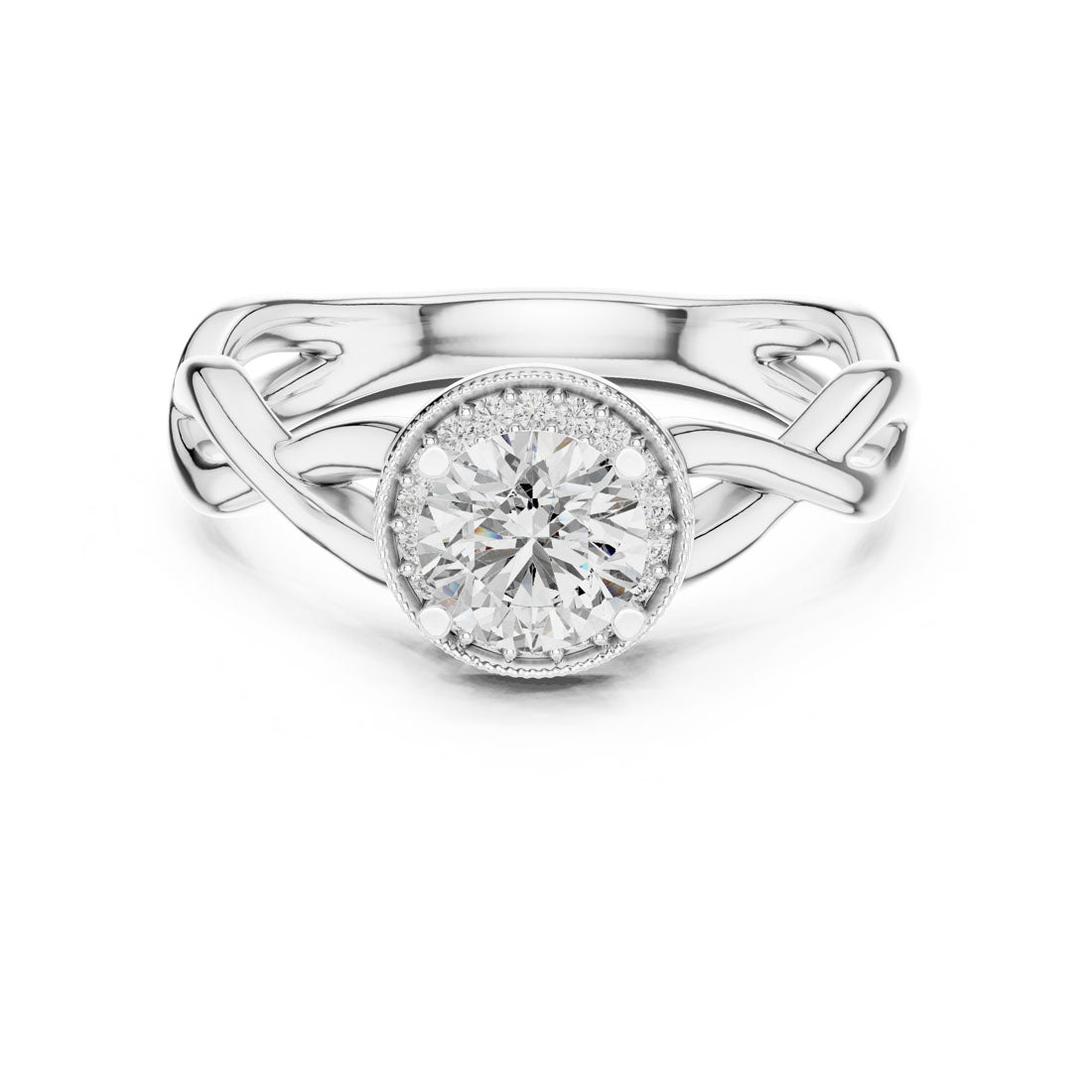 .79 Ct. Round Halo Engagement Ring with Twisted Shank Design (LR-0208)