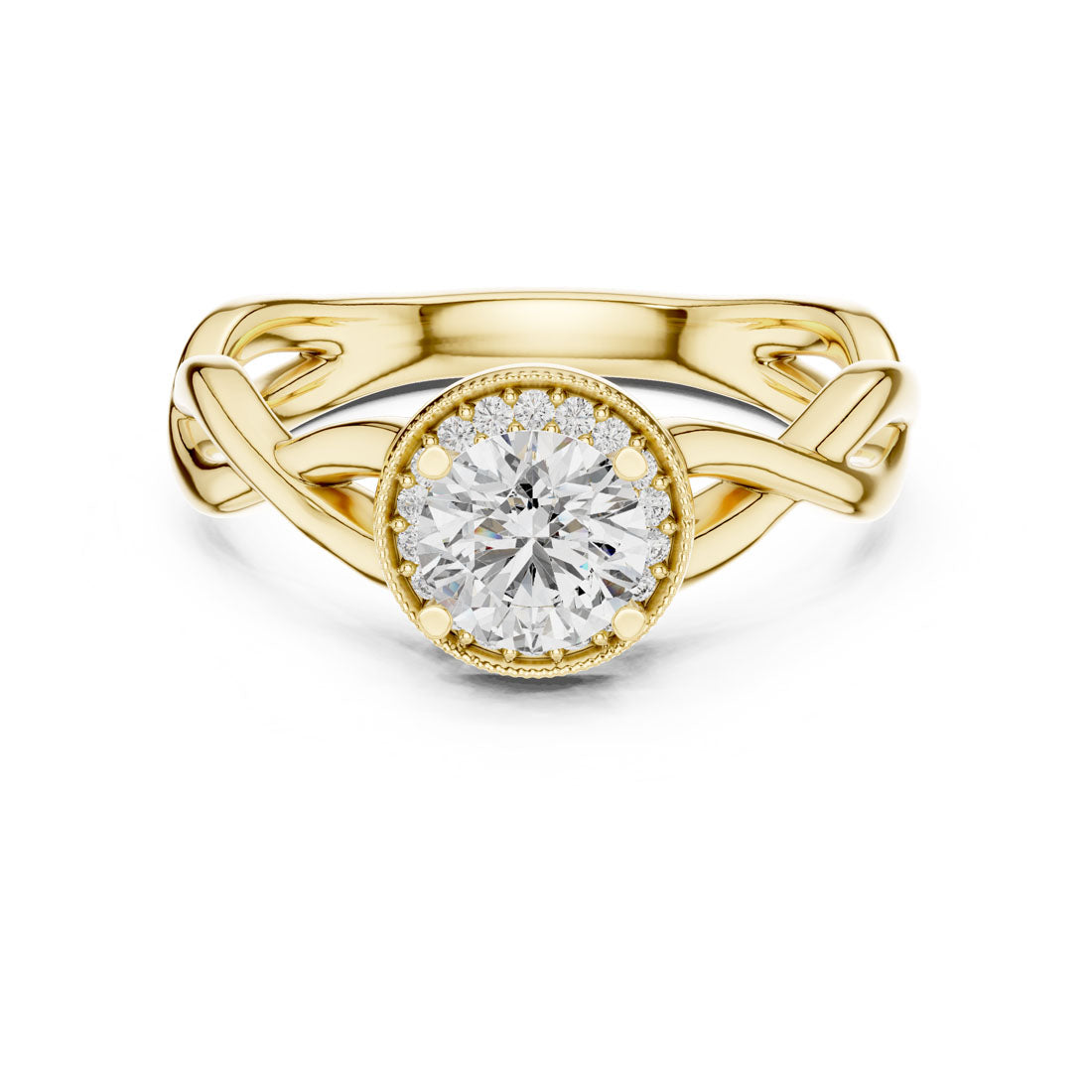.79 Ct. Round Halo Engagement Ring with Twisted Shank Design (LR-0208)