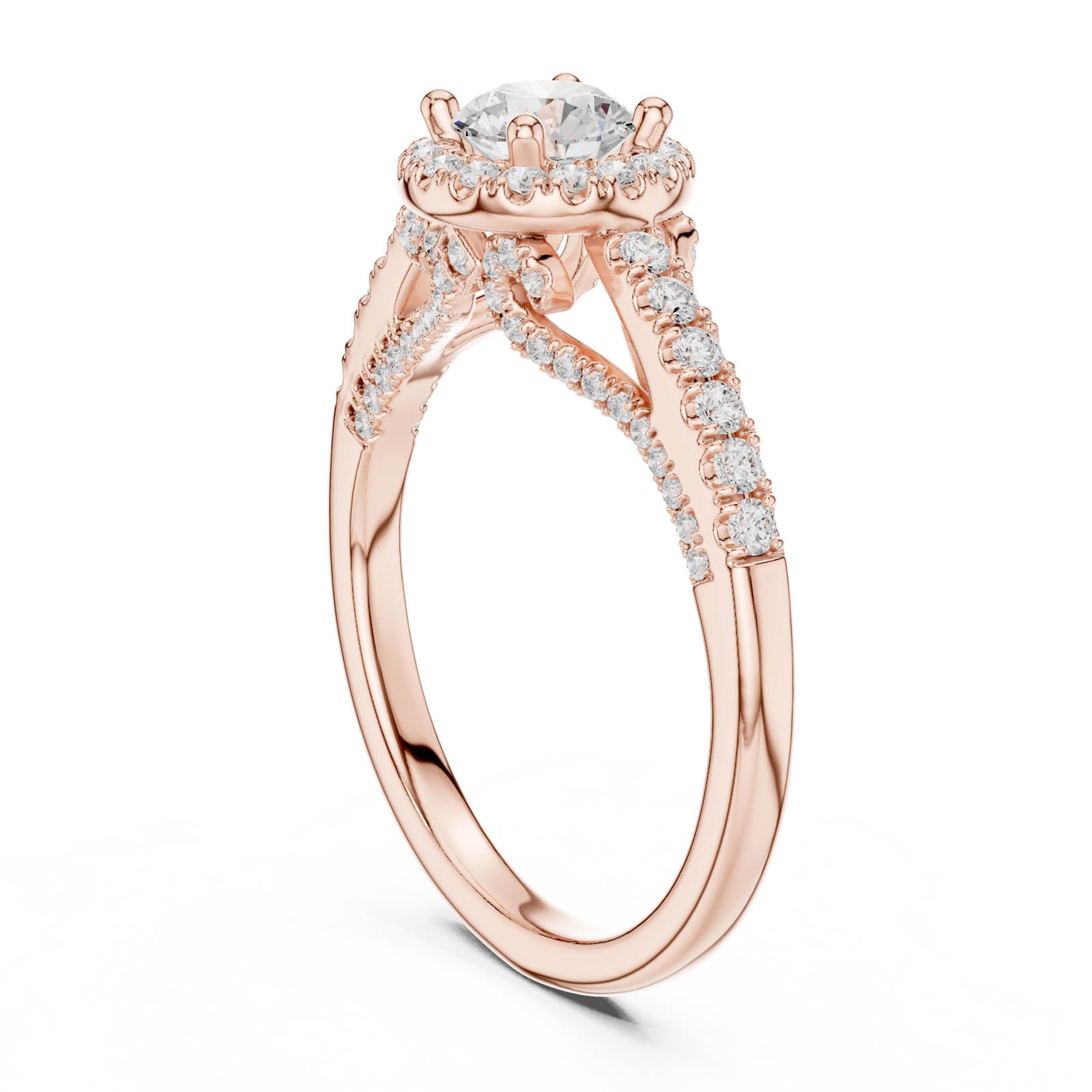 1.19 Ct. Round Diamond Halo Ring with Pavé Band (LR-0218) 9