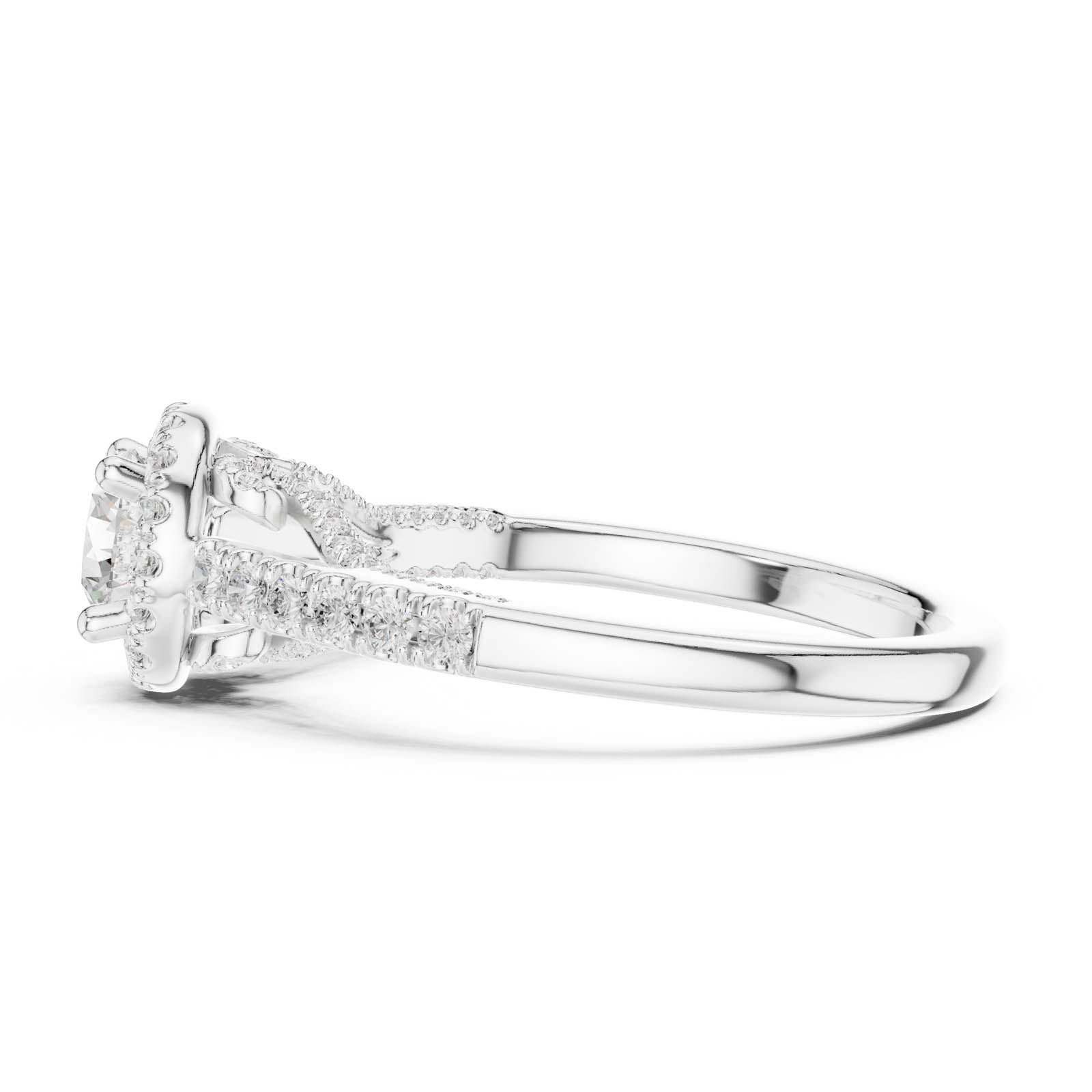 1.19 Ct. Round Diamond Halo Ring with Pavé Band (LR-0218) 5
