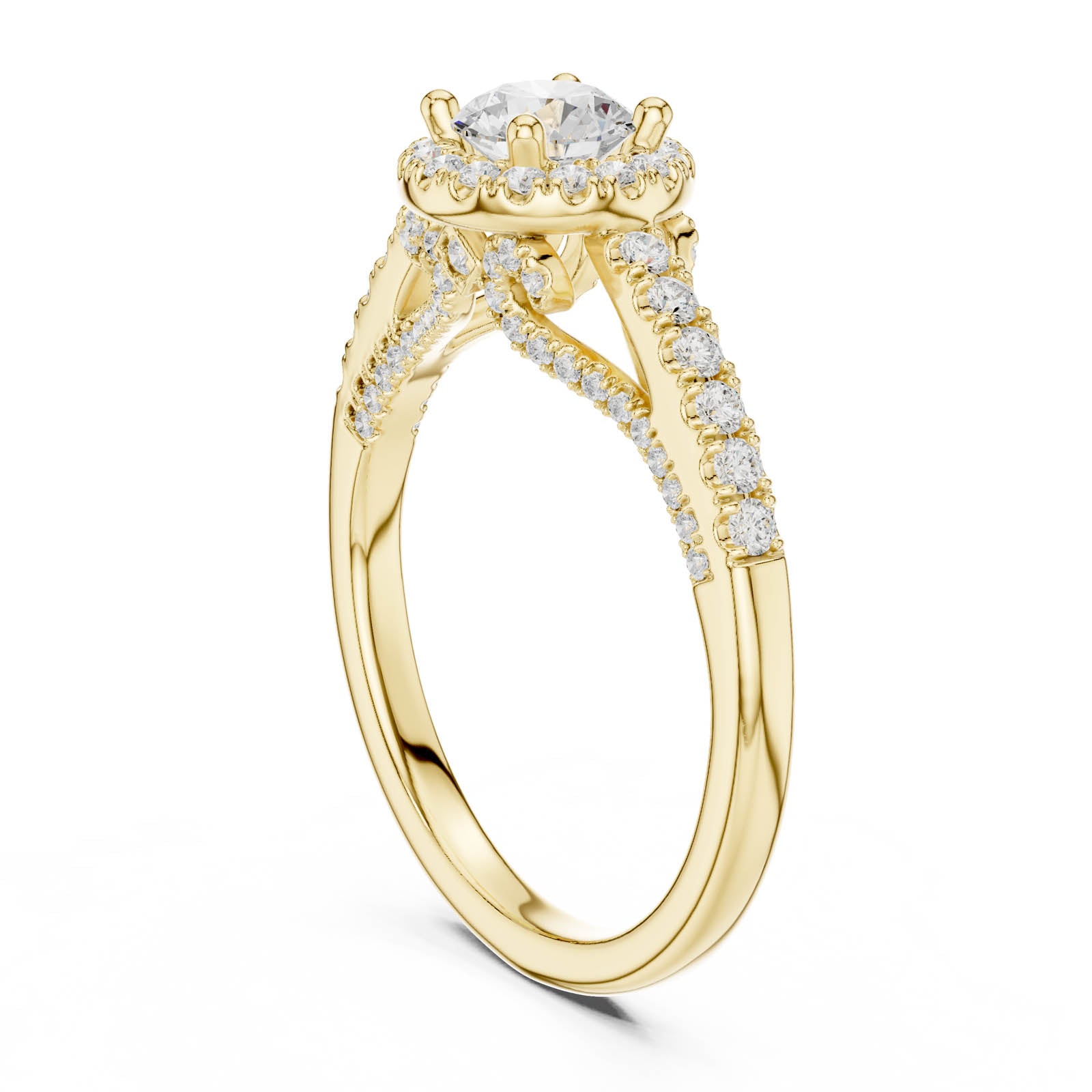 1.19 Ct. Round Diamond Halo Ring with Pavé Band (LR-0218) 7