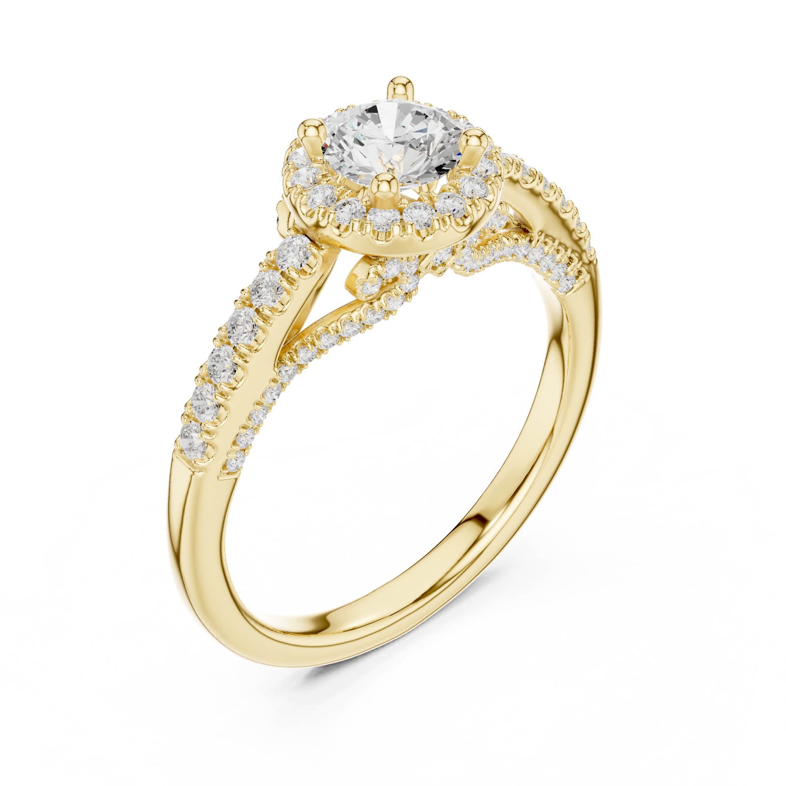 1.19 Ct. Round Diamond Halo Ring with Pavé Band (LR-0218) 4
