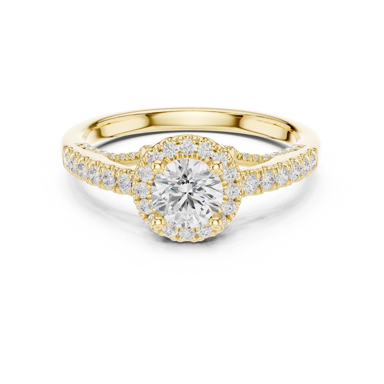 1.19 Ct. Round Diamond Halo Ring with Pavé Band (LR-0218)