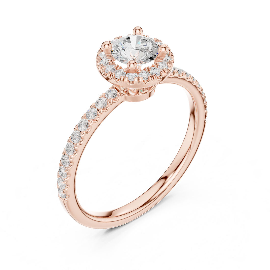 .87 Ct. Round Diamond Solitaire with Round Halo and Pavé Band (LR-0220) 6