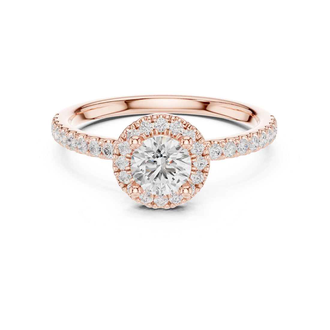 .87 Ct. Round Diamond Solitaire with Round Halo and Pavé Band (LR-0220) 7