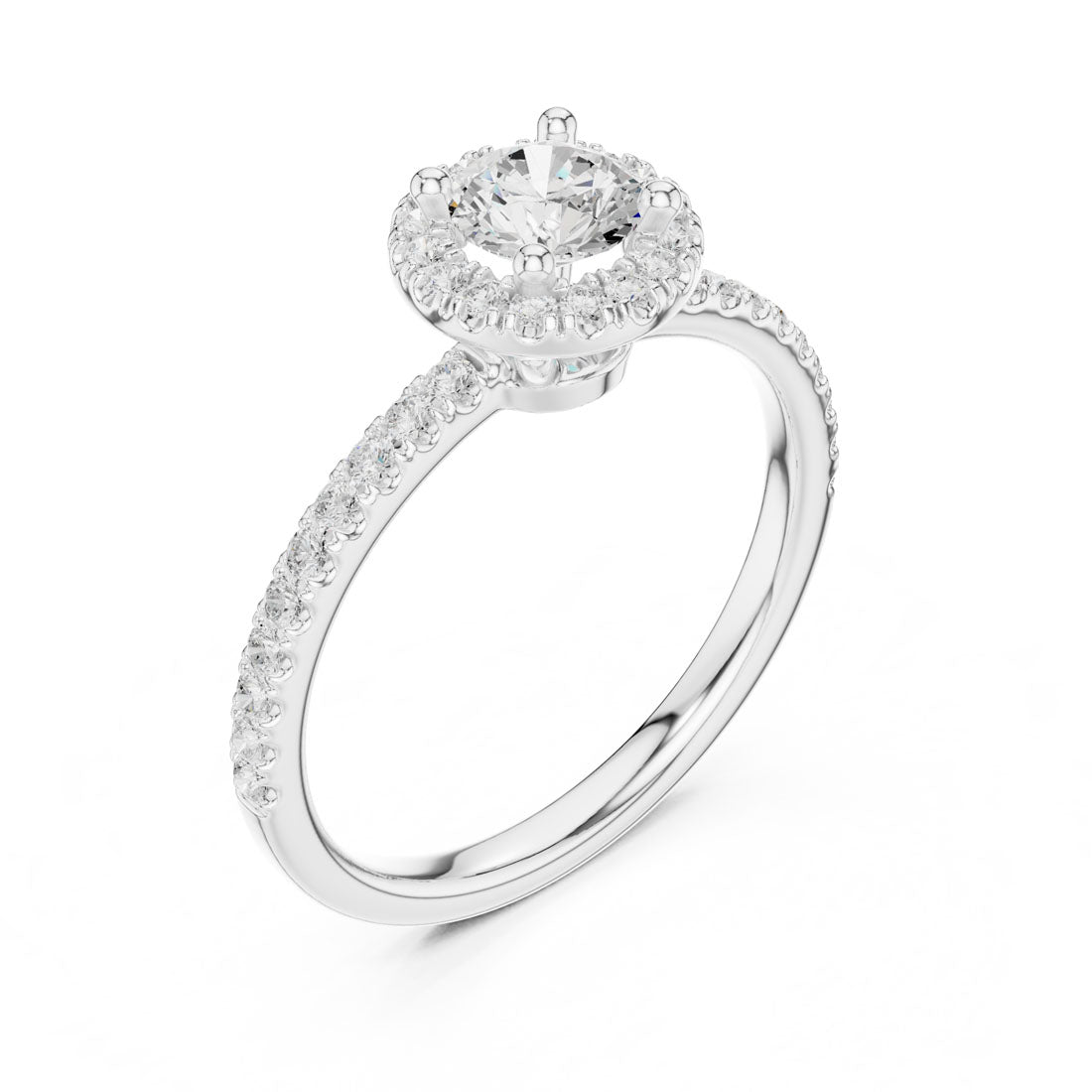 .87 Ct. Round Diamond Solitaire with Round Halo and Pavé Band (LR-0220) 8