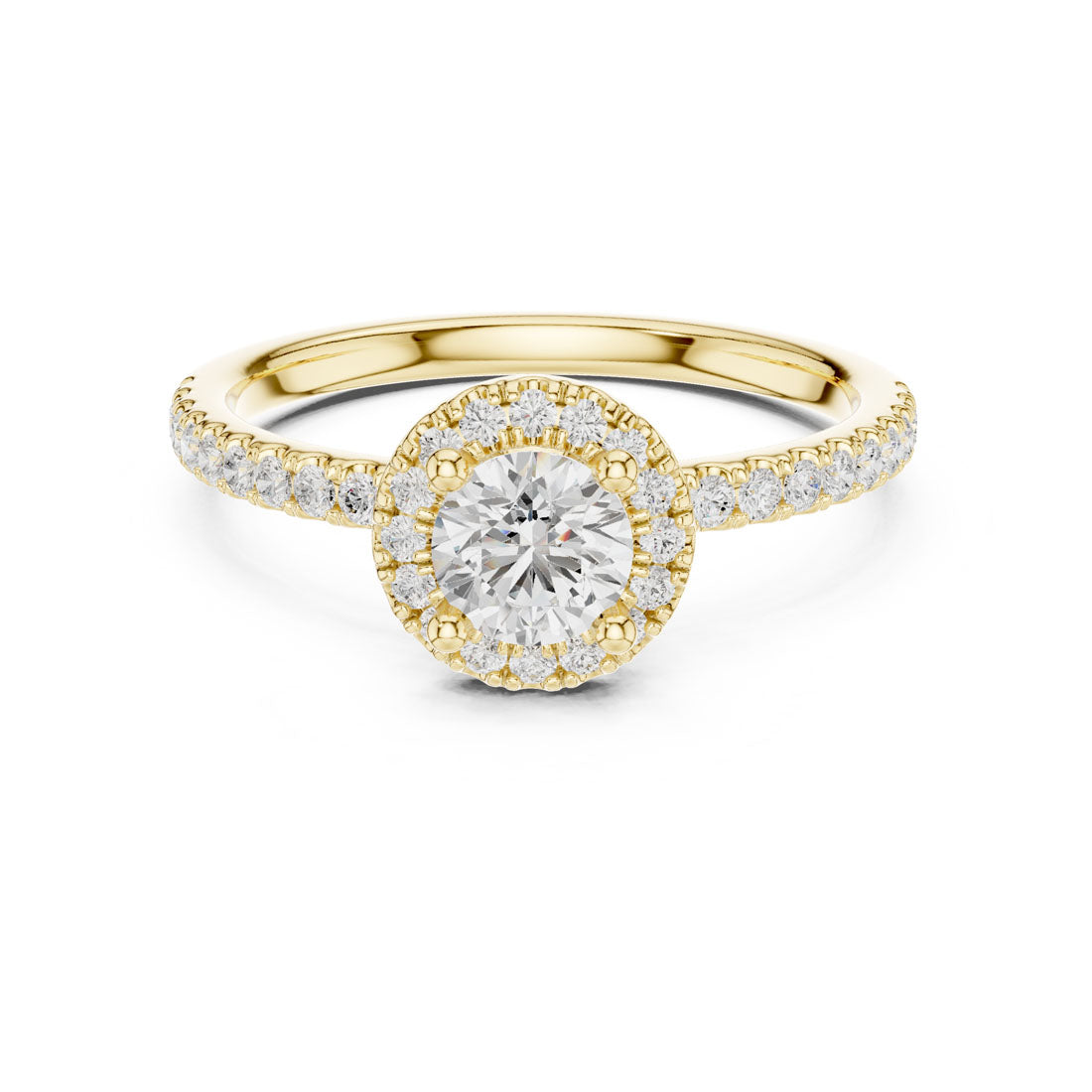.87 Ct. Round Diamond Solitaire with Round Halo and Pavé Band (LR-0220) 5