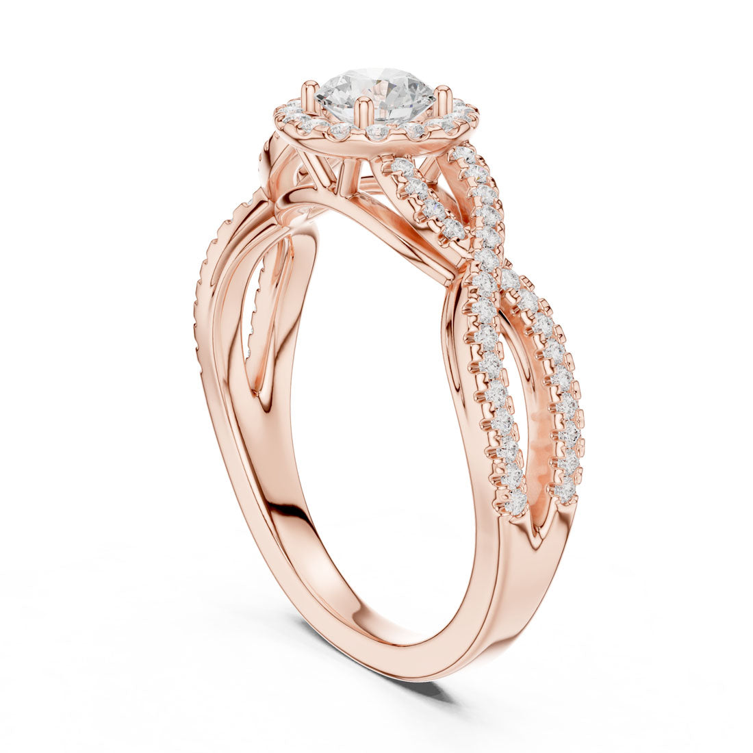 .84 Ct. Round Diamond Solitaire with Round Halo and Pavé-Set Band (LR-0222) 6