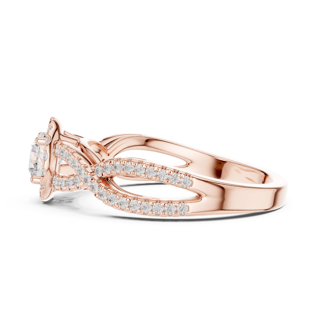 .84 Ct. Round Diamond Solitaire with Round Halo and Pavé-Set Band (LR-0222) 8
