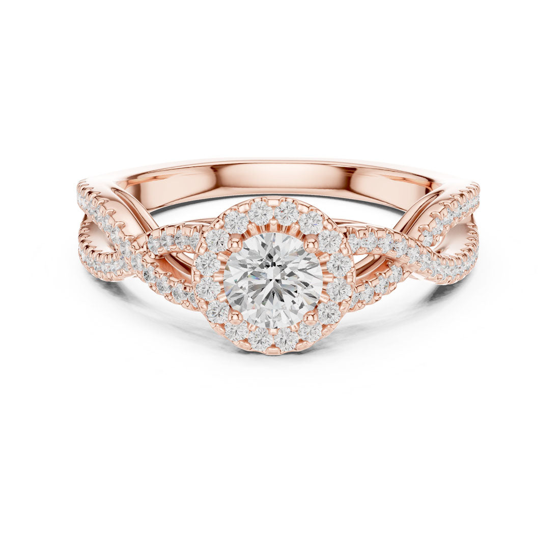 .84 Ct. Round Diamond Solitaire with Round Halo and Pavé-Set Band (LR-0222) 7