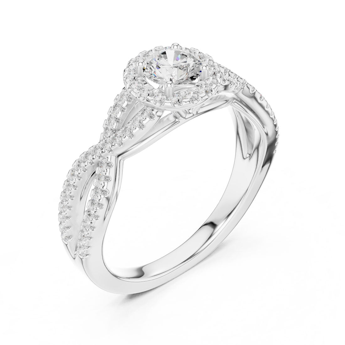 .84 Ct. Round Diamond Solitaire with Round Halo and Pavé-Set Band (LR-0222) 10