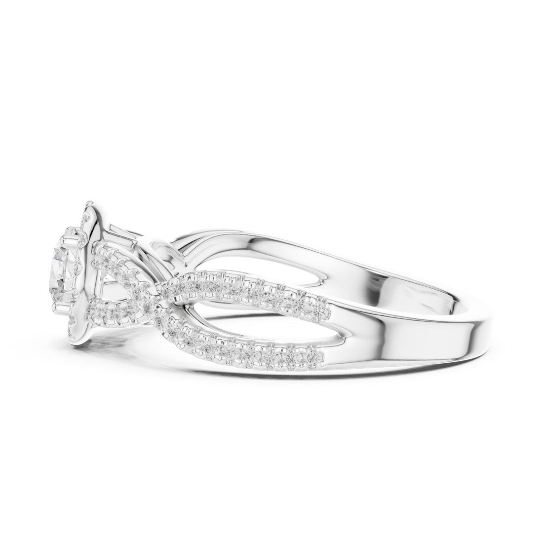 .84 Ct. Round Diamond Solitaire with Round Halo and Pavé-Set Band (LR-0222) 11