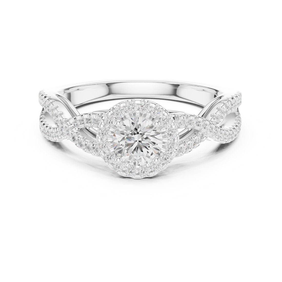 .84 Ct. Round Diamond Solitaire with Round Halo and Pavé-Set Band (LR-0222)