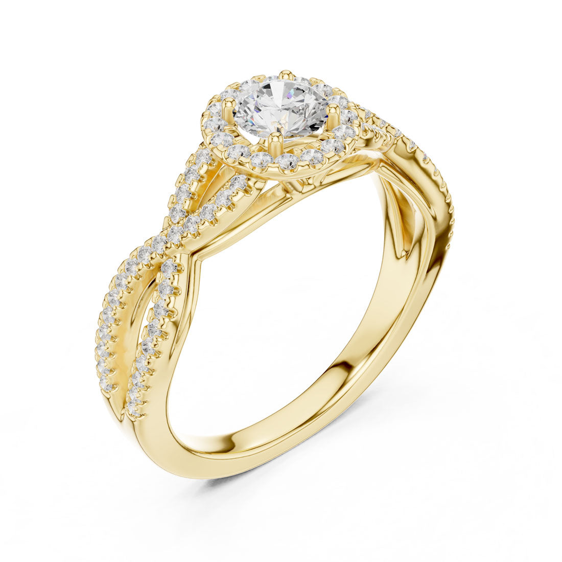 .84 Ct. Round Diamond Solitaire with Round Halo and Pavé-Set Band (LR-0222)