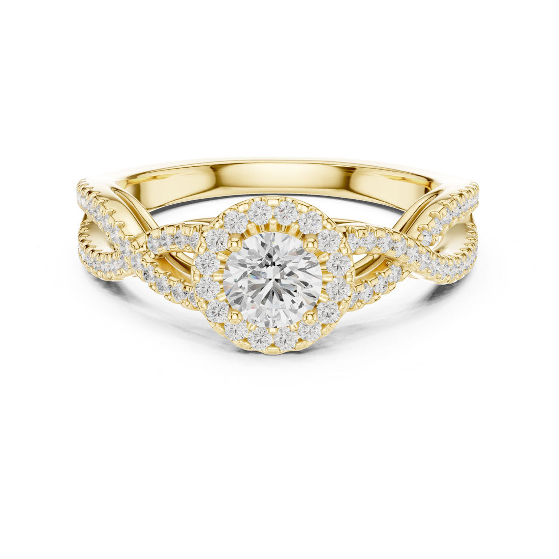 .84 Ct. Round Diamond Solitaire with Round Halo and Pavé-Set Band (LR-0222) 5